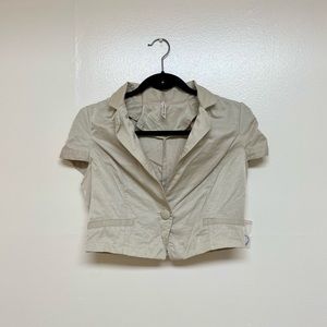 Tan Collared Crop Top